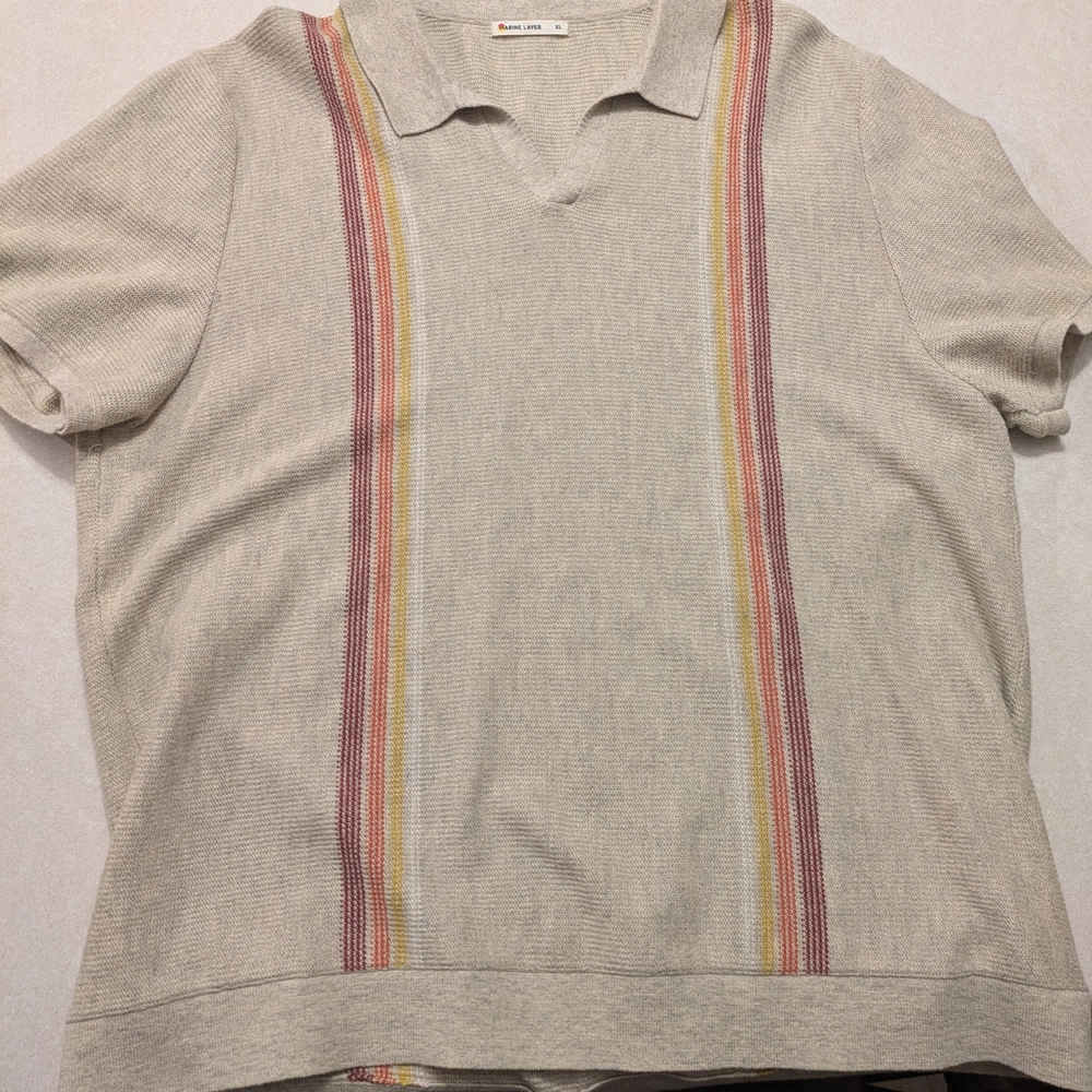 Marine Layer Light Beige Knit Polo